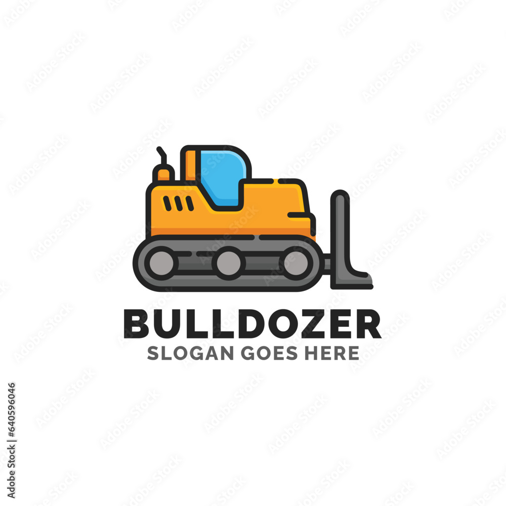 Bulldozer logo design vector illustration Bulldozer logo design vector illustration