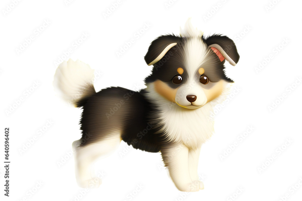 Collie baby dog on transparent background.