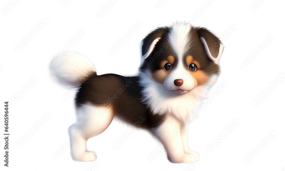 Collie baby dog on transparent background.