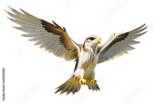 White flying falcon on transparent background.American Eagle is flying gracefully on a transparent background.