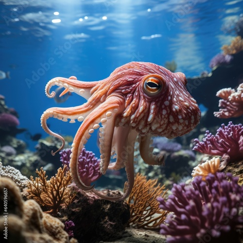 Life on coral reef, wide angle,colourfull fisch,napoleon fisch, octopus, spanish dancer