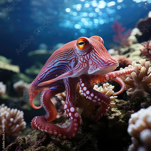 Life on coral reef, wide angle,colourfull fisch,napoleon fisch, octopus, spanish dancer