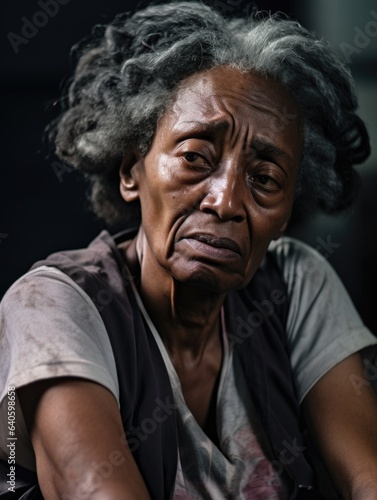 Bearing the Weight: A Black Person's Mental Health Struggle (Black, Elderly Woman, African-American, Depression, Sadness, Raw Emotions, Human Emotions, Self Care, Self Love, Acceptance) © dkornelia