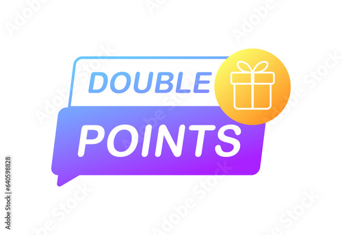 Double points sign. Flat, color, gift box, double points. Vector illustration