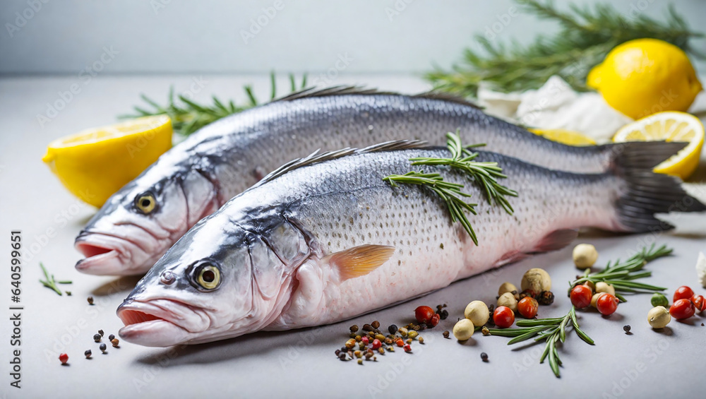 Fresh whole raw fish on a light background Fresh whole raw fish on a light background