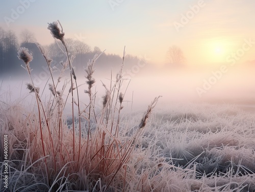 Frosty morning field