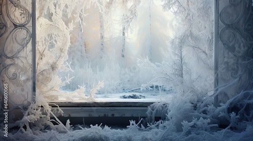 Wallpaper Mural Old window with hoarfrost in backlit. Torontodigital.ca