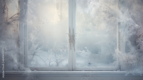 Wallpaper Mural Old window with hoarfrost in backlit. Torontodigital.ca