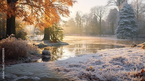 Wallpaper Mural Frosty feilds and ponds in the autumn. Torontodigital.ca