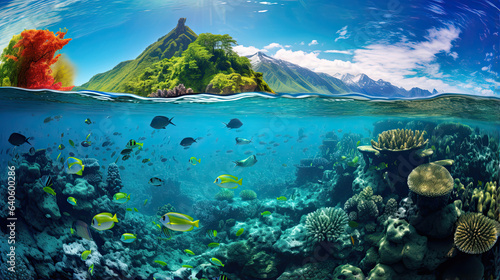 Crystal-clear underwater coral reef paradise
