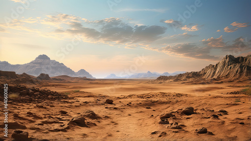 Hyperrealistic portrayal of a dramatic desert landscape