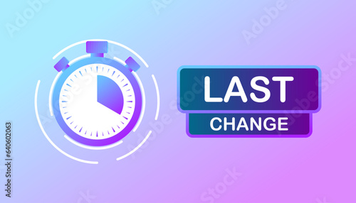 Last change timer. Flat, purple, stopwatch icon, last change icon. Vector icon