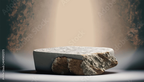 Stone podium for display product. Background for cosmetic product branding, identity and packaging vector.
