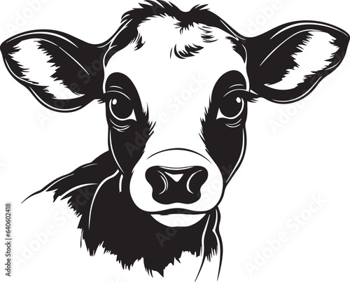Cute cow icon, Baby cow head, Vector Illustration, SVG