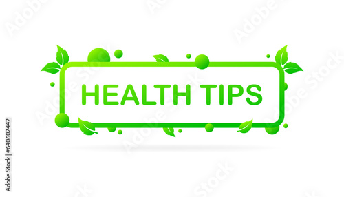 Health tips plate. Flat, green, health icon, health tips. Vector illustration