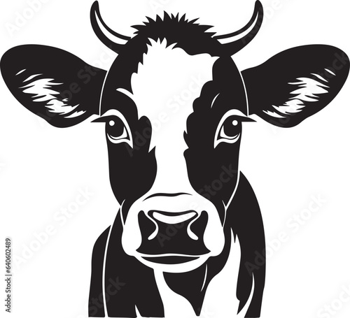 Cute cow icon, Baby cow head, Vector Illustration, SVG