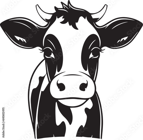 Cute cow icon, Baby cow head, Vector Illustration, SVG