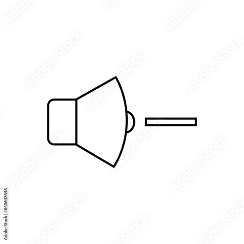 Reduce Volume. Symbol Decrease Loudness. Step Down Voice Level.   