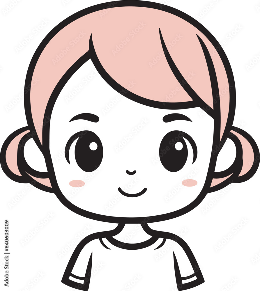 Little Girl icon, Funny cartoon Girl face, Vector illustration, SVG Little Girl icon, Funny cartoon Girl face, Vector illustration, SVG