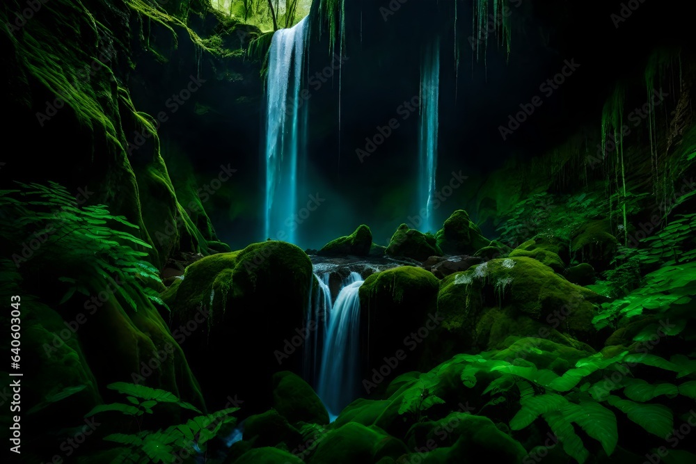 waterfall in the green forest waterfall in the green forest