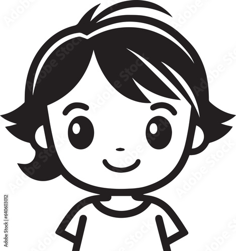 Little Girl icon, Funny cartoon Girl  face, Vector illustration, SVG