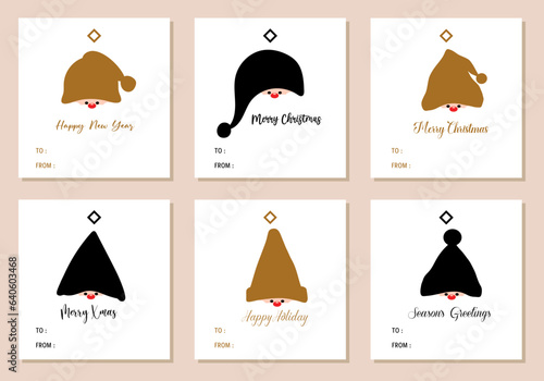 Merry Christmas tags set or decorative Christmas tags. Christmas printable gift tags.
