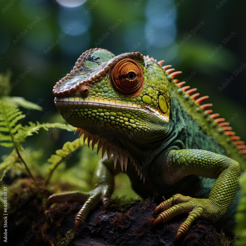 Chameleon in its Natural Habitat, Wildlife Photography, Generative AI Chameleon in its Natural Habitat, Wildlife Photography, Generative AI