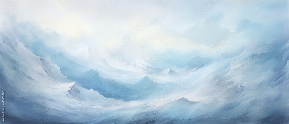 Ethereal wisps of icy blue and frosted silver, evoking a frozen landscape touched by the Aurora Borealis
