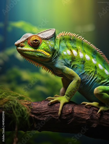 Chameleon in its Natural Habitat, Wildlife Photography, Generative AI © Vig