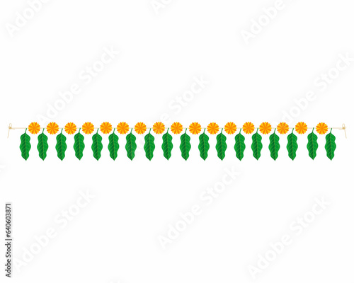 Marigold and mango leaves toran festival decoration