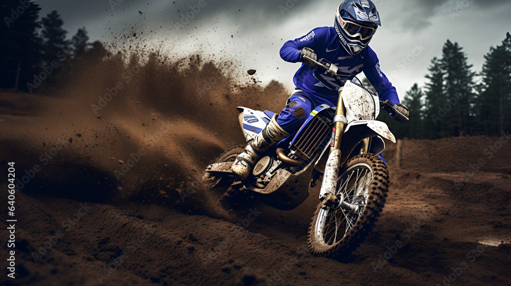Motocross racer on the track. Motocross racer on the track.