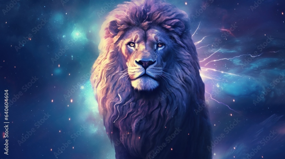 Naklejka premium lion in the night