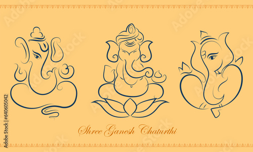 collection of line art Lord Ganpati for Ganesh Chaturthi festival of India