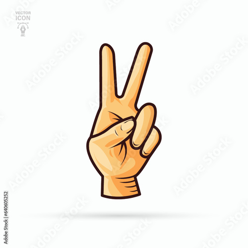 Victory or peace hand gesture V sign, Isolated vector illustration. Success, winner concept icon. 