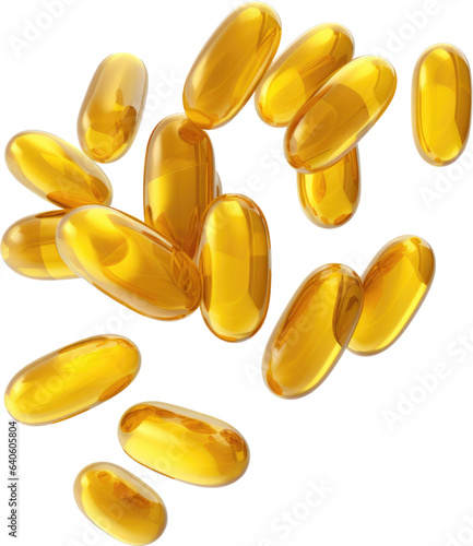 Omega 3 capsule soft gel or fish oil capsule isolated on white background.