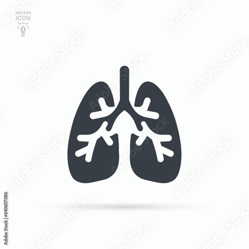Lungs icon. Respiratory system healthy lung flat medical organ. Isolated vector illustration. 