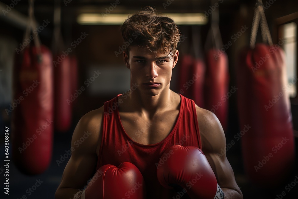 Portrait of a young Scandinavian boxer in the gym. He looking at camera after a workout. Portrait of a young Scandinavian boxer in the gym. He looking at camera after a workout.