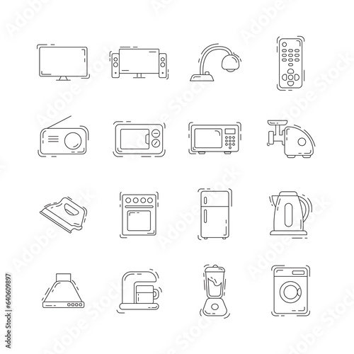 Household appliances thin line icon set. appliance icon set