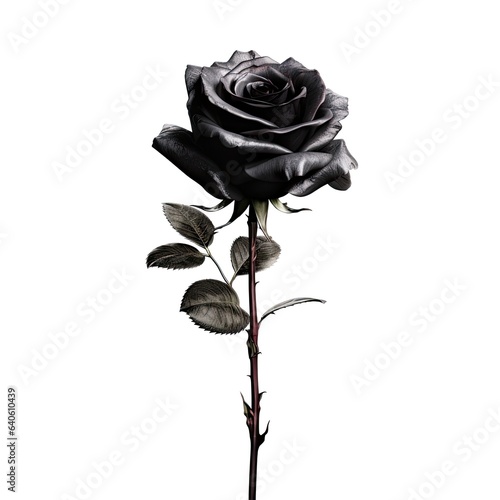 Photo Black rose realistic illustration - Generative AI.