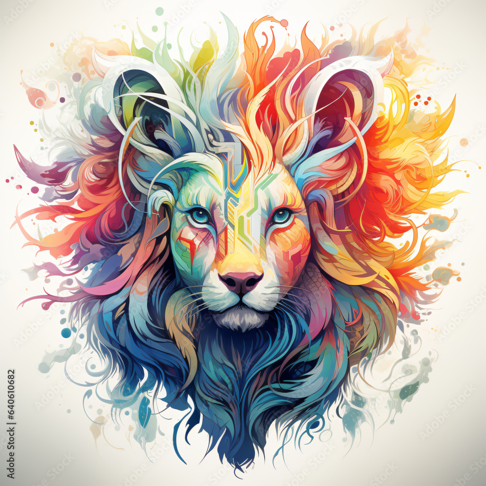 watercolored colourful painted animal head watercolored colourful painted animal head
