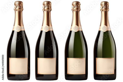 Set of Borgognotta PNG- Drink bottles of prosecco or champagne PNG isolated on w Fototapeta