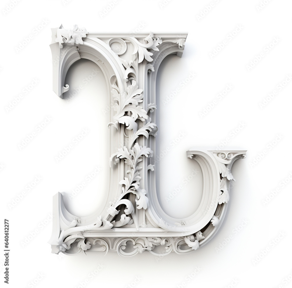 Gothic Cathedral-themed font, 3d render letter m surrounded by ...