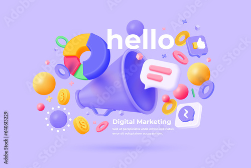 Modern 3d illustration of Marketing concept
