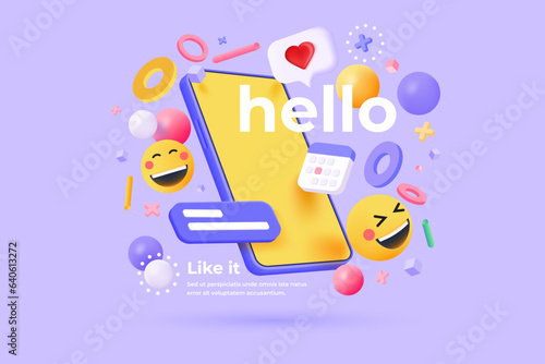 Modern 3d illustration of Smart phone aap concept