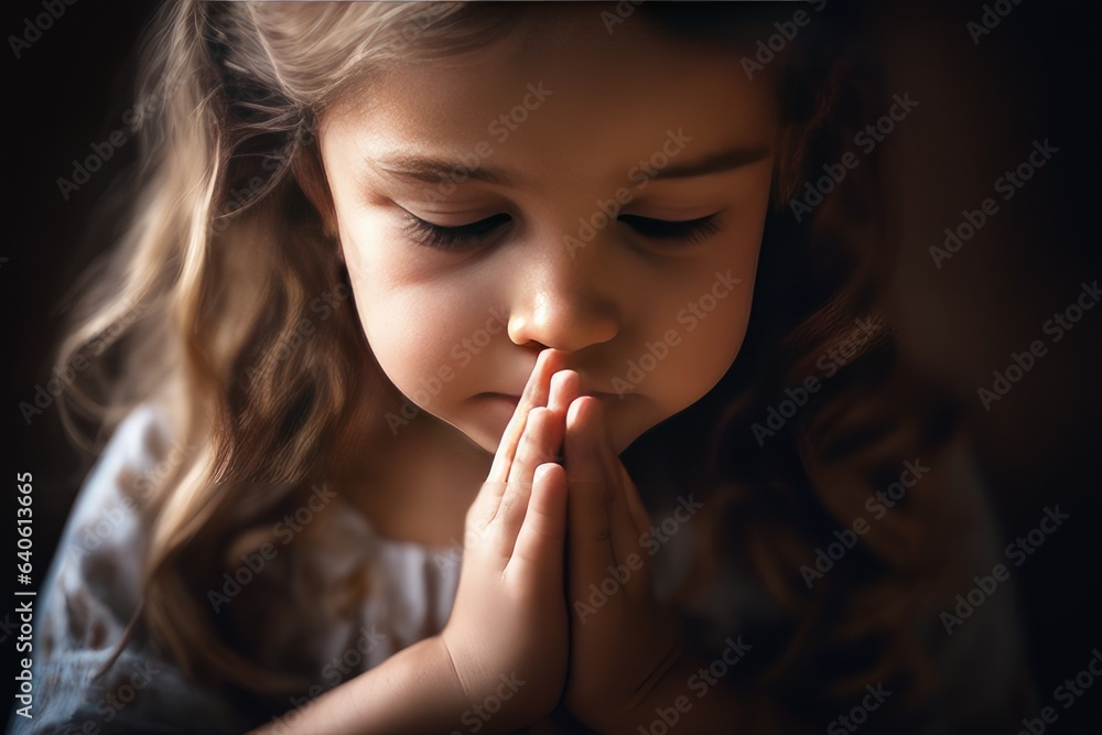 close up of little girl praying close up of little girl praying