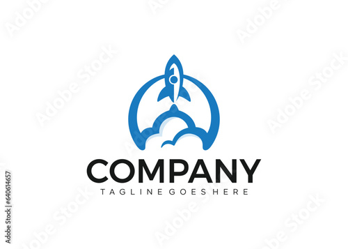 rocket launch logo design vector