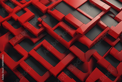 red pattern, Abstract wallpaper formed from interlocking red and black blocks with a perfect composition.