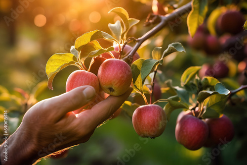 Farmer with fresh apples. Created using generative AI tools.