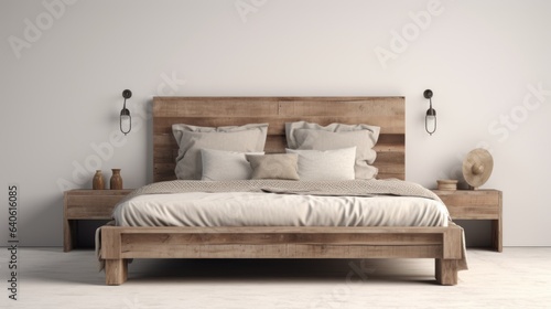 bedroom with bed and pillows © Murtaza03ai