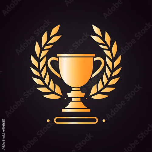 Award ceremony gold luxury, a golden trophy on a black background created with Generative AI technology.
